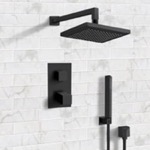 Remer SFH33 Matte Black Thermostatic Shower System with 8 Inch Rain Shower Head and Hand Shower